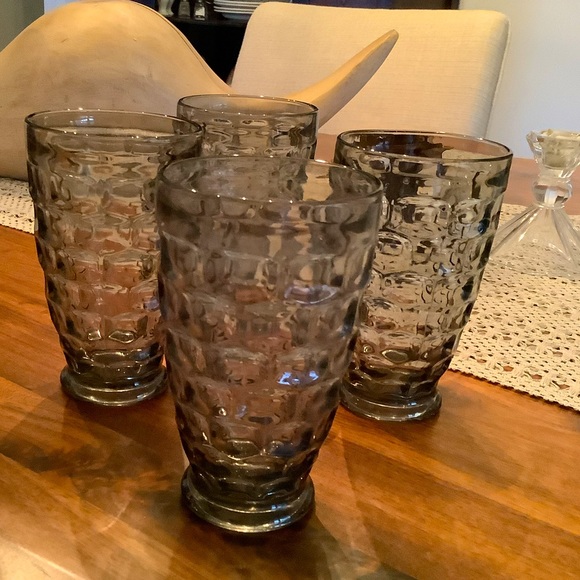 Vintage Other - Vintage set of four Yorktown thumbprint federal glasses